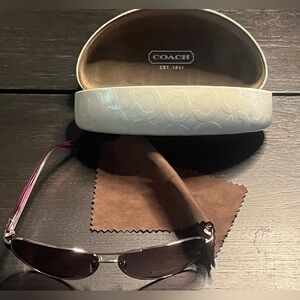 Coach purple rhinestone Butterfly aviator glasses w/ case and cloth